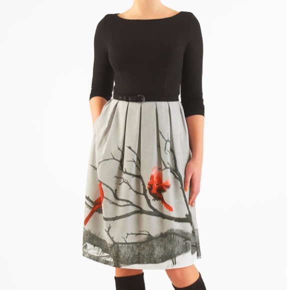 eshakti Dresses & Skirts - Cardinal bird print dress XL 18